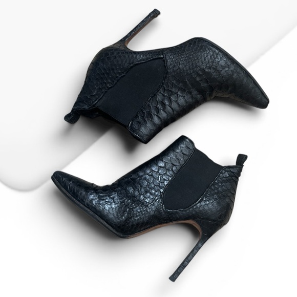 Manolo Blahnik Shoes - MANOLO BLAHNIK PYTHON Stiletto Ankle Boots Size 38 Mob Wife Maximalist Lux Boot